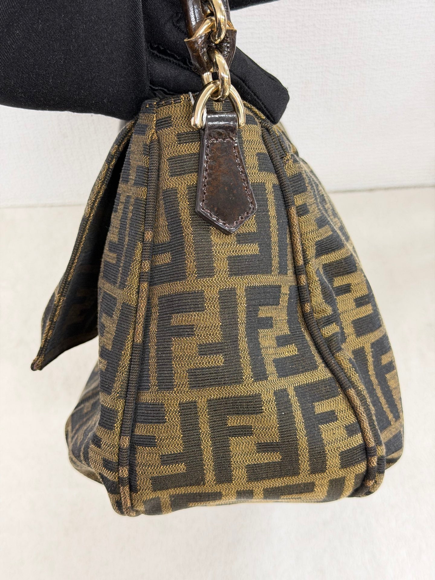 Fendi Tobacco Zucca Print Canvas Mia Flap Shoulder Bag