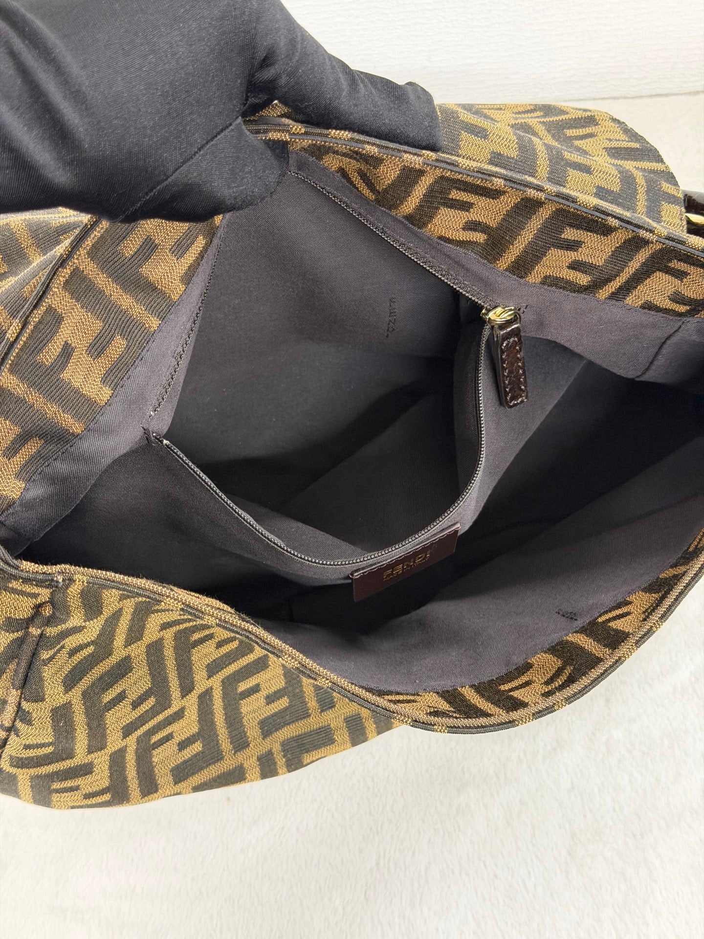 Fendi Tobacco Zucca Print Canvas Mia Flap Shoulder Bag