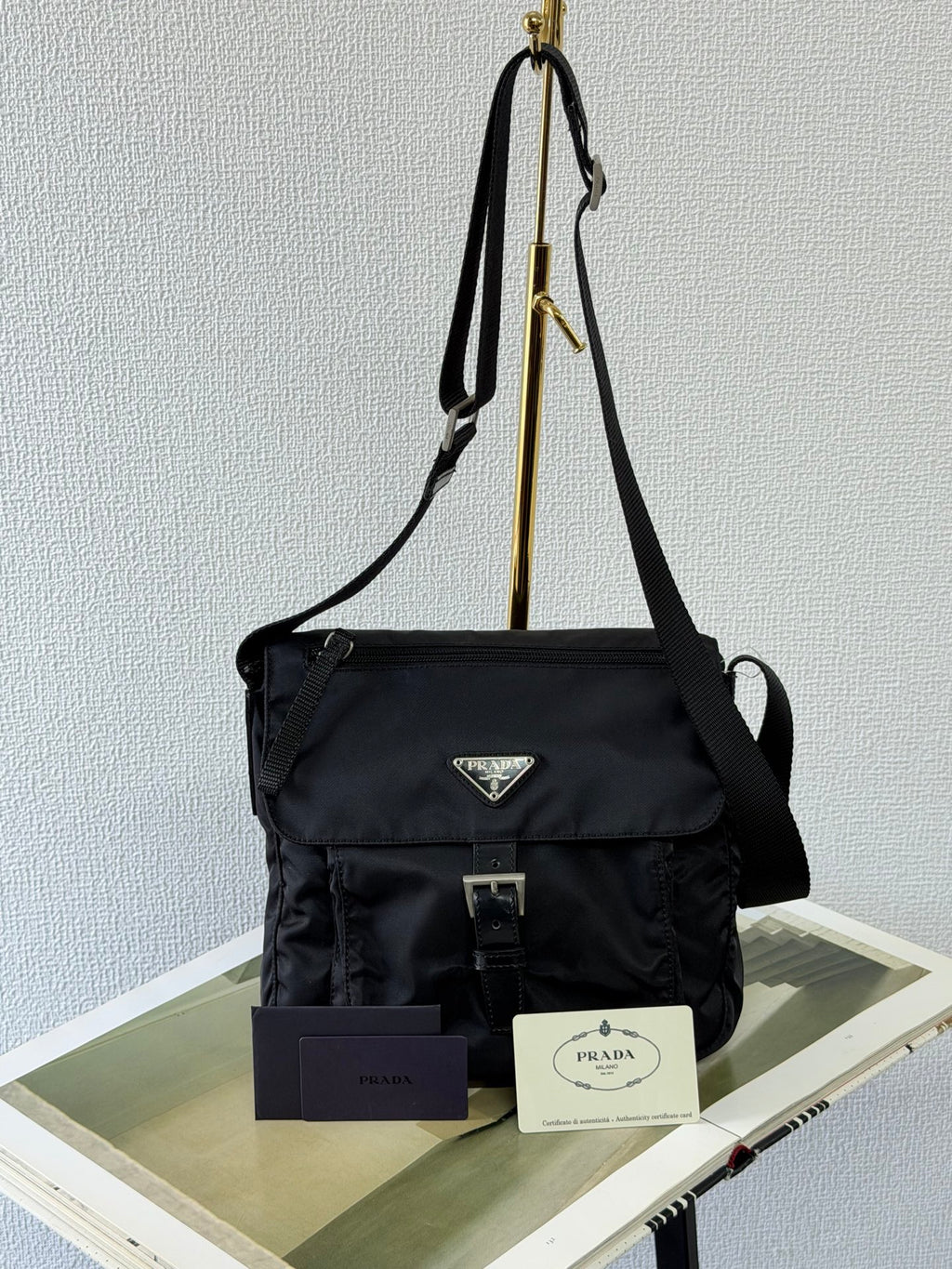 Prada Nylon Buckle Messenger Bag
