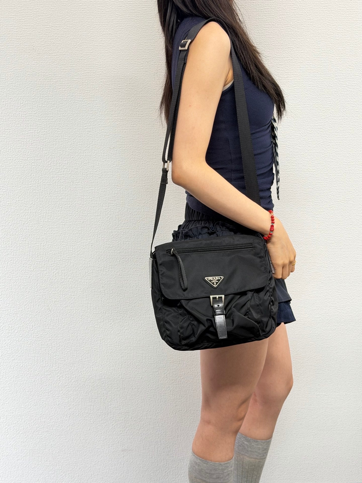 Prada Nylon Buckle Messenger Bag