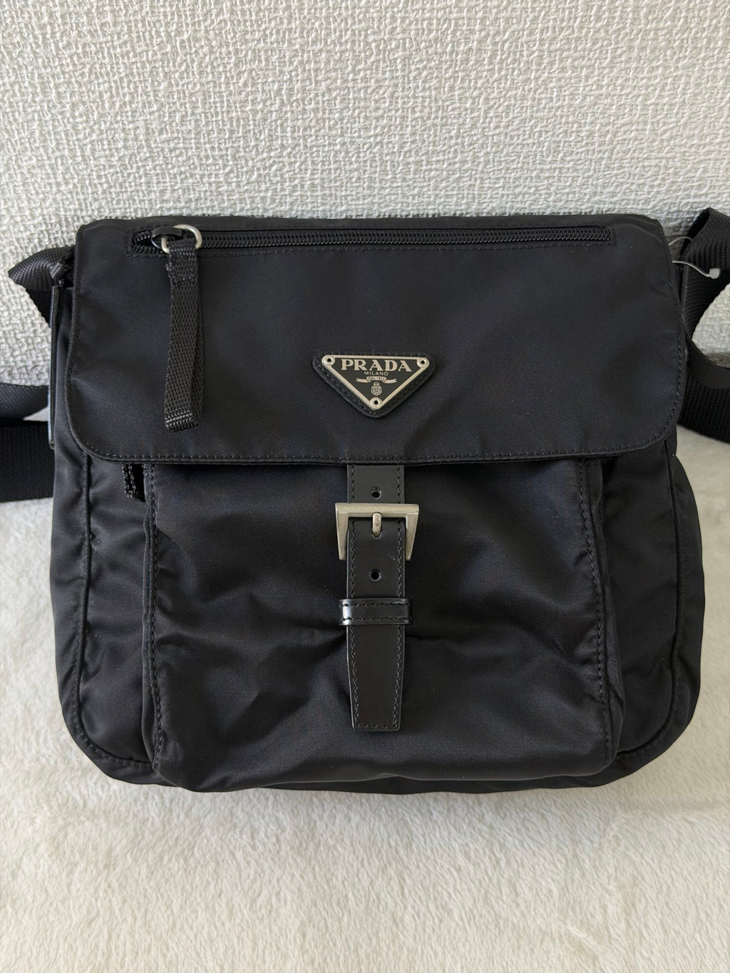 Prada Nylon Buckle Messenger Bag