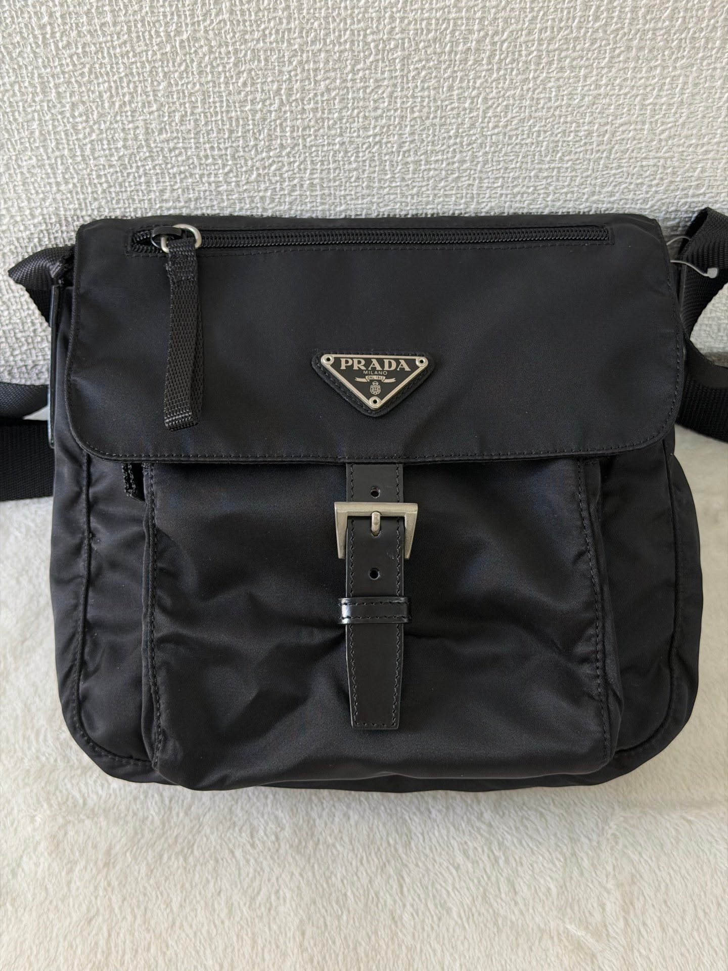 Prada Nylon Buckle Messenger Bag
