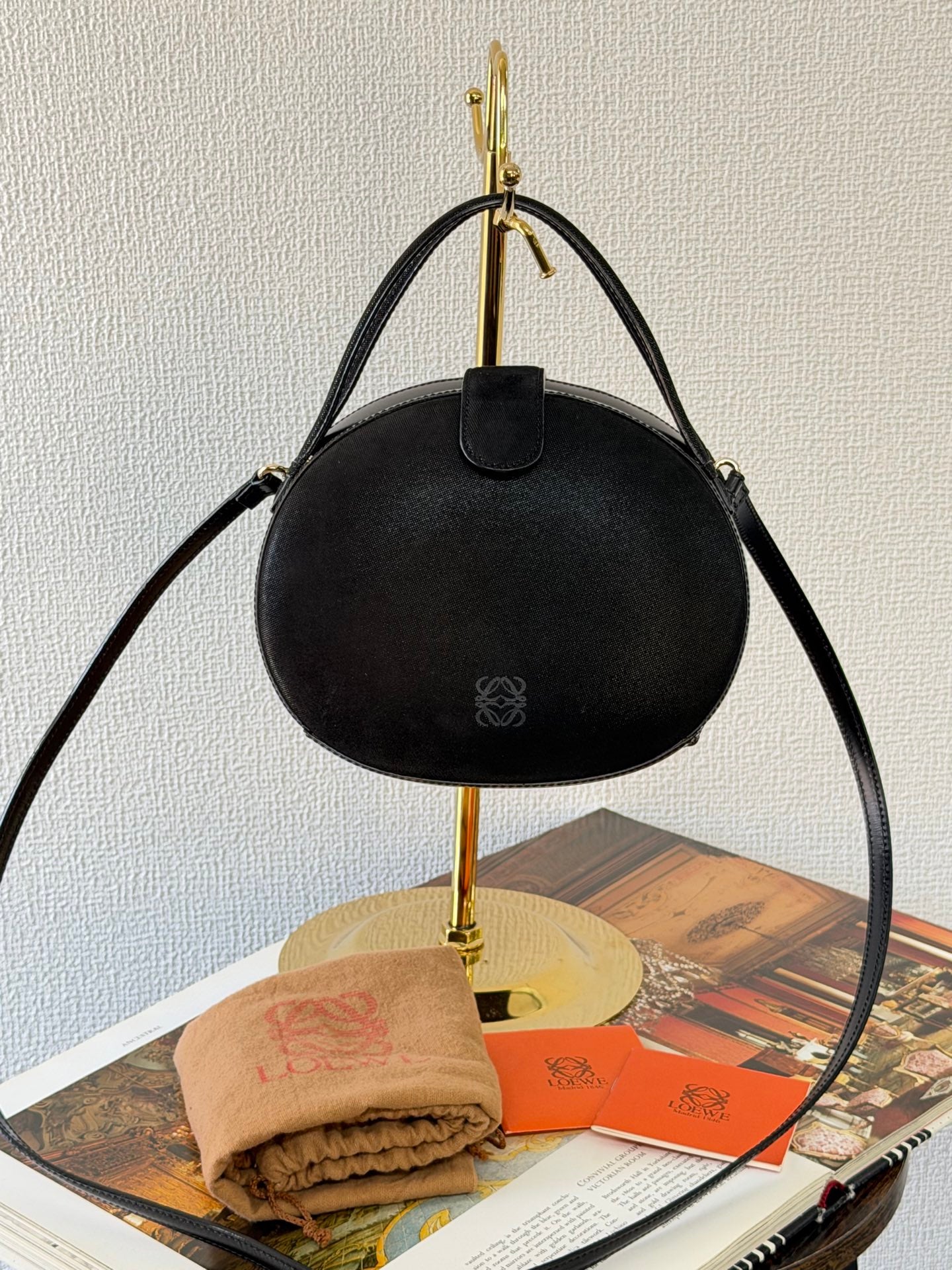 Loewe Vintage Anagram Leather Round Handbag