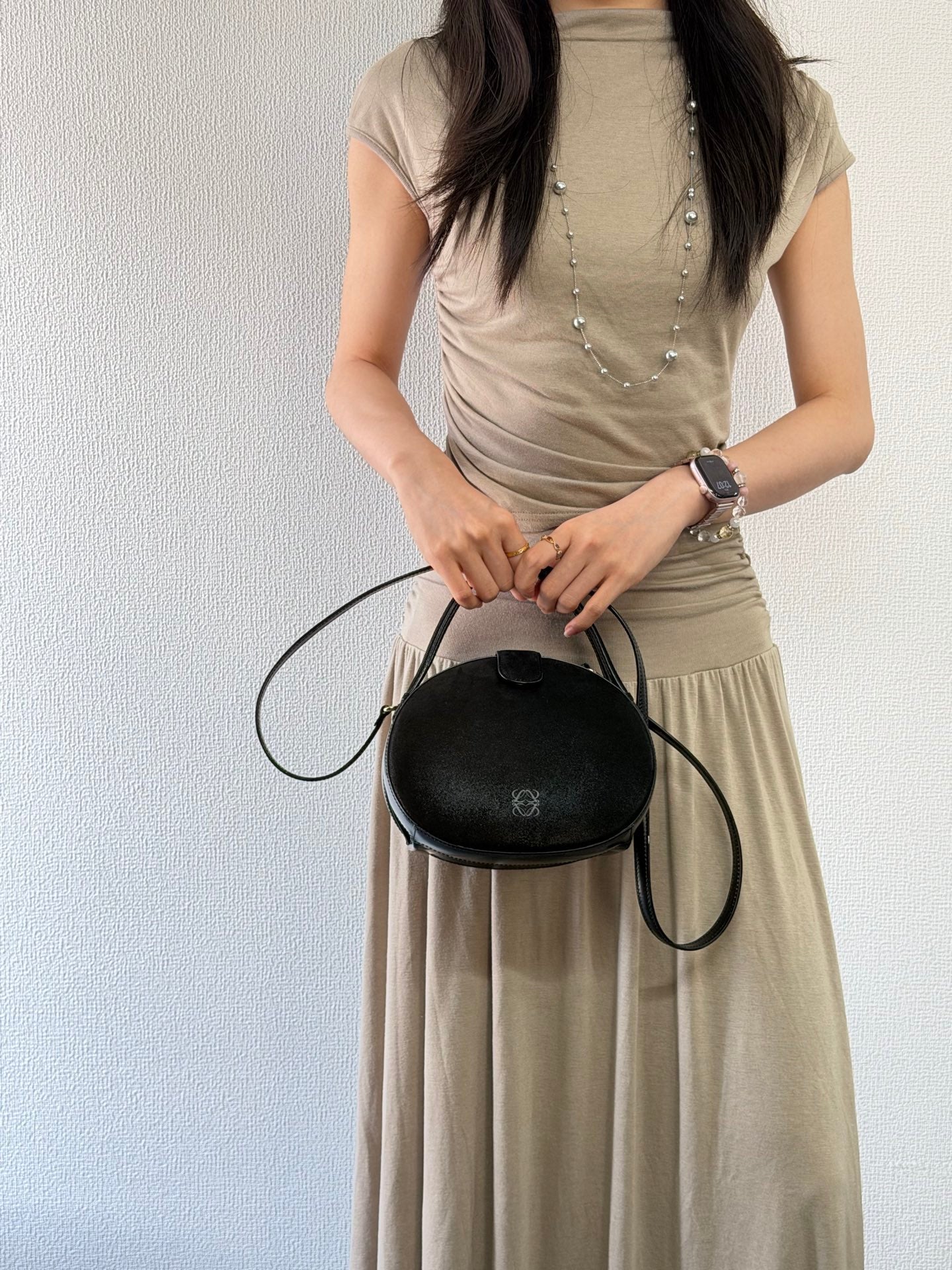 Loewe Vintage Anagram Leather Round Handbag