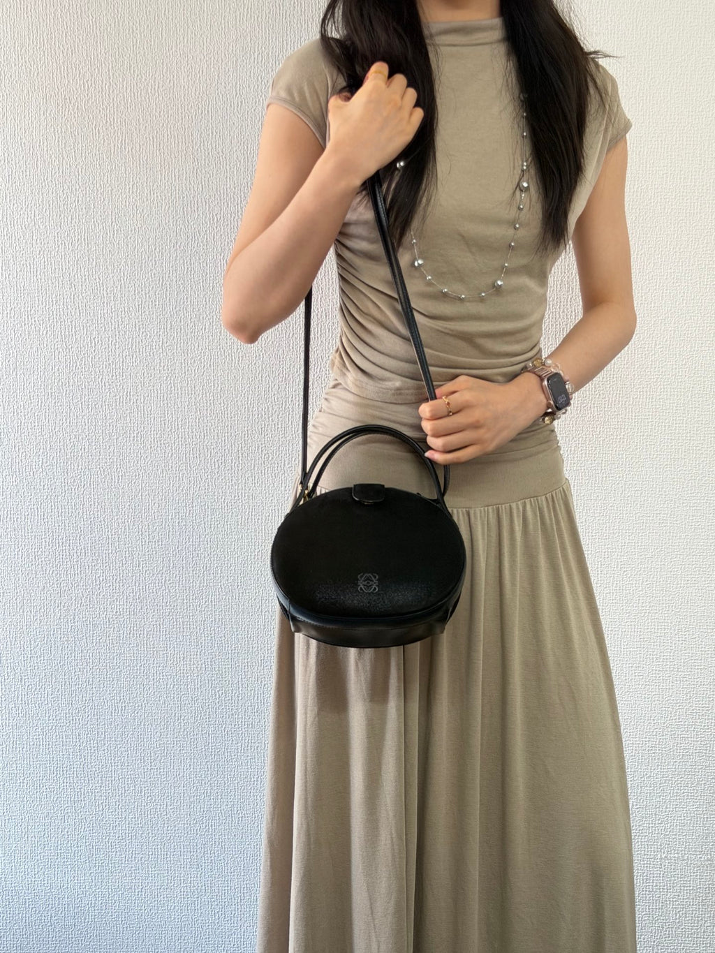 Loewe Vintage Anagram Leather Round Handbag