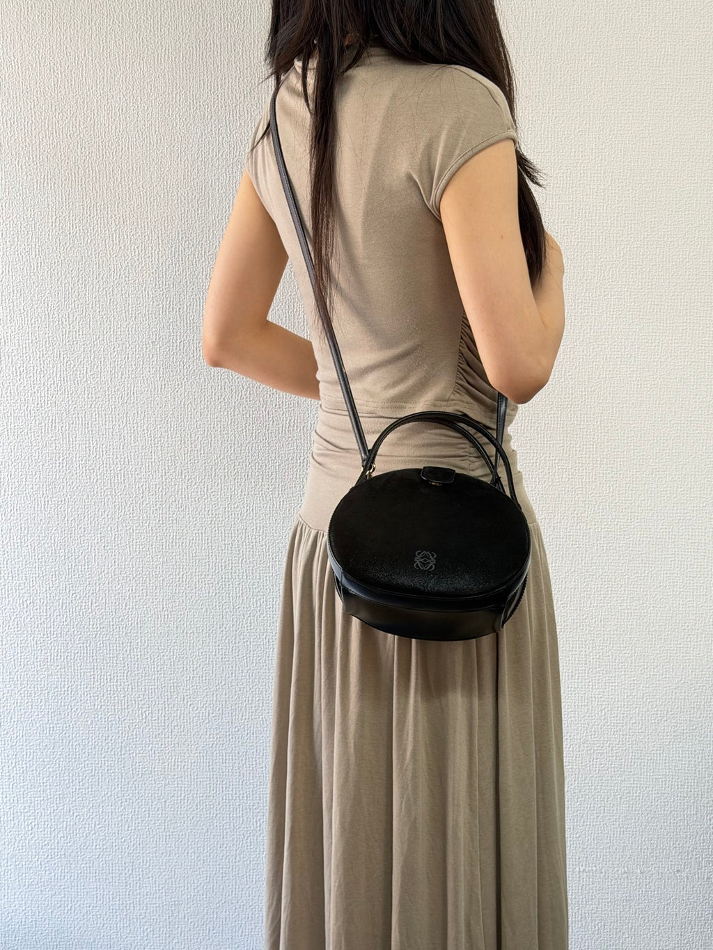 Loewe Vintage Anagram Leather Round Handbag
