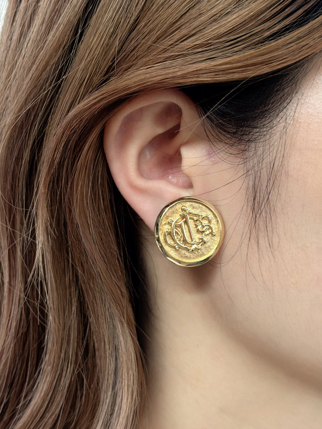 Christian Dior Vintage 1980s Insignia Monogram Clip-On Earrings