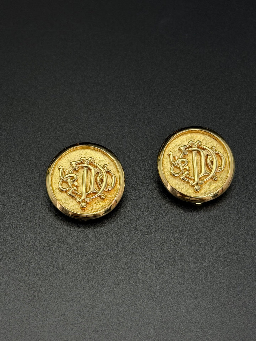 Christian Dior Vintage 1980s Insignia Monogram Clip-On Earrings