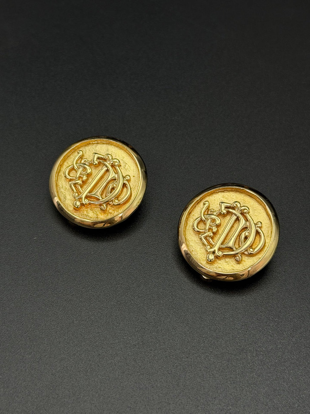 Christian Dior Vintage 1980s Insignia Monogram Clip-On Earrings