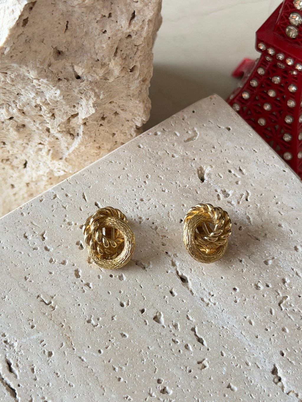 Christian Dior Vintage Twisted Rope Knot Clip-On Earrings