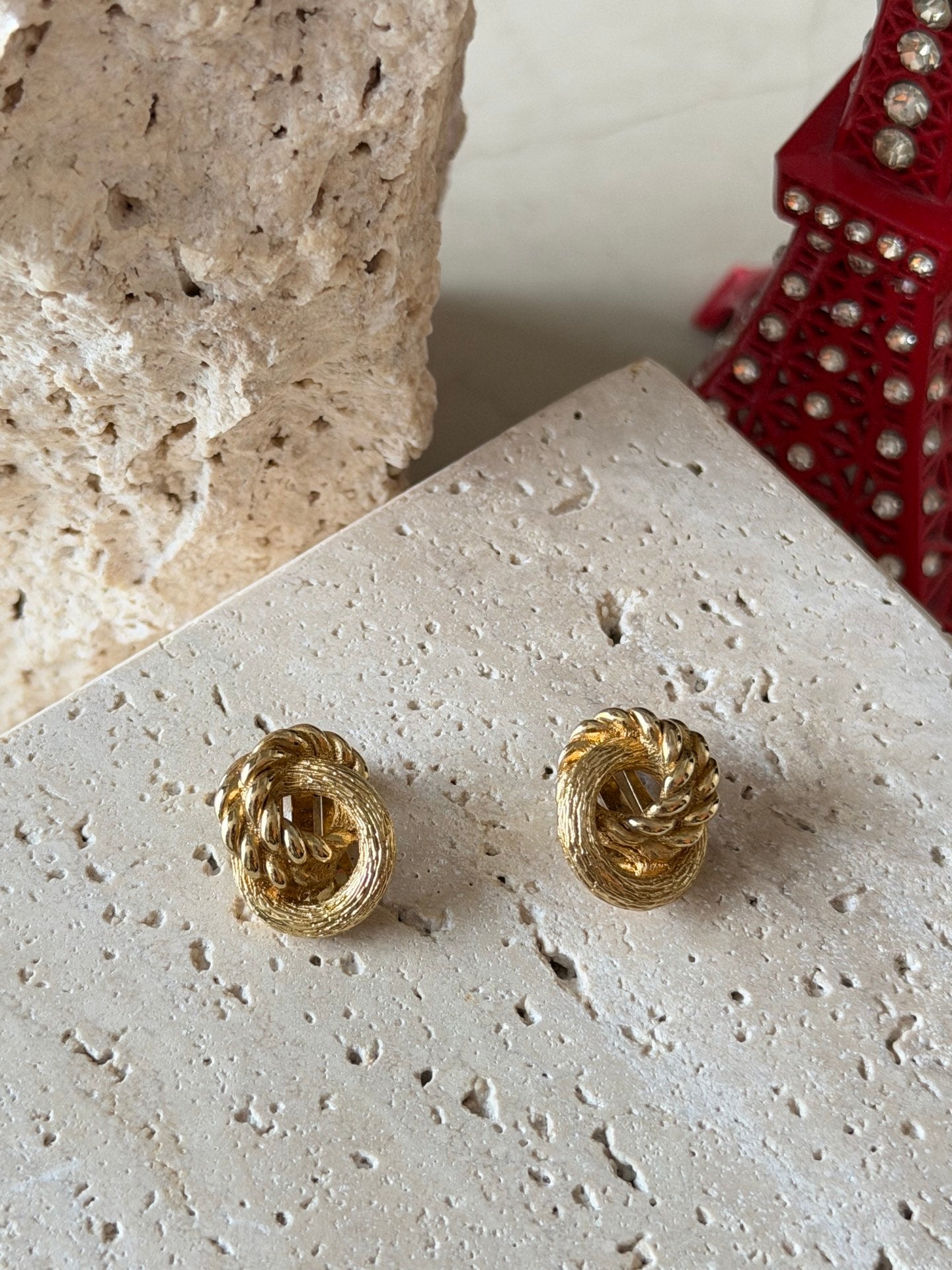 Christian Dior Vintage Twisted Rope Knot Clip-On Earrings