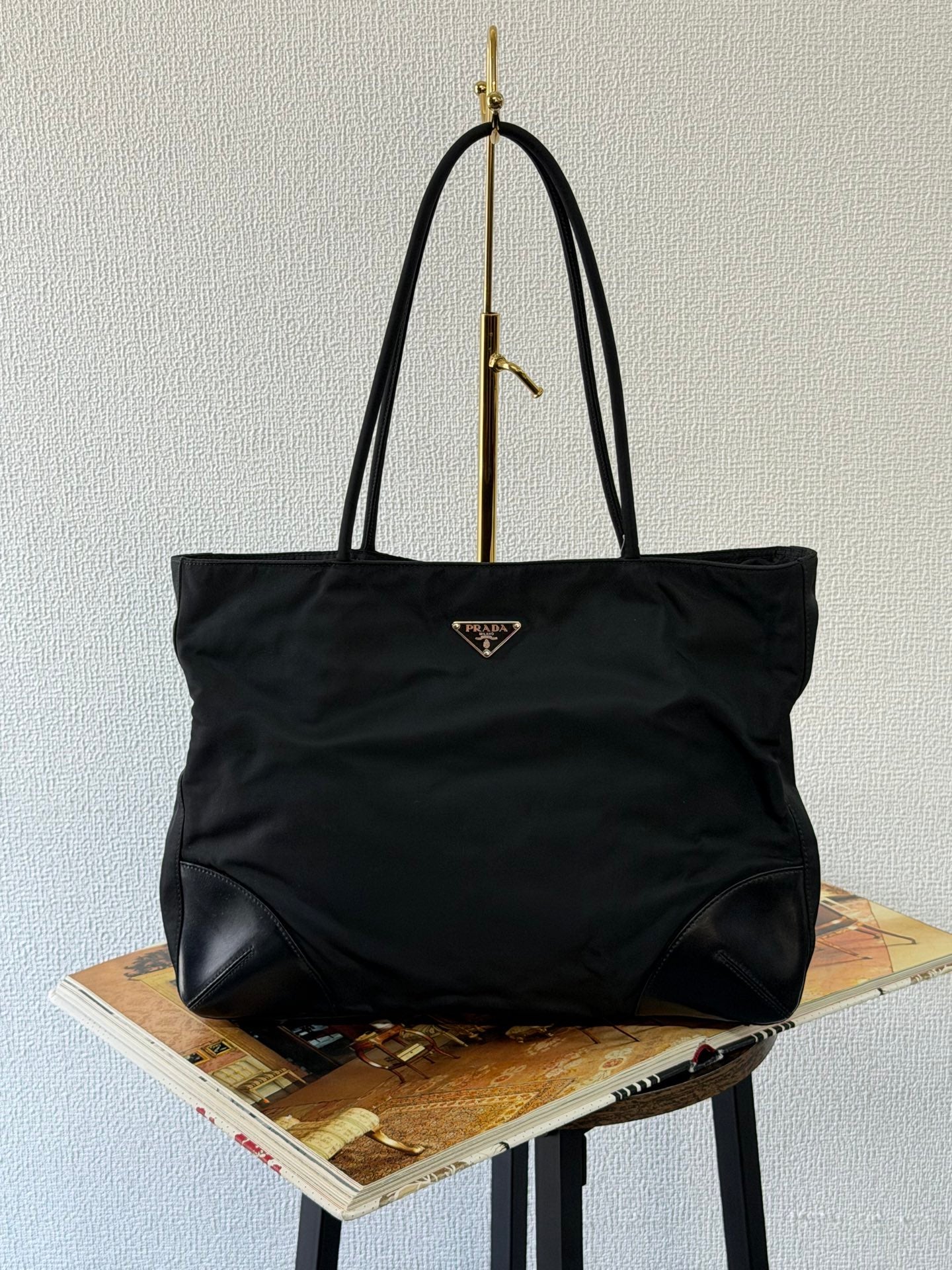 Prada Tessuto Nylon Leather-Trimmed Tote Bag