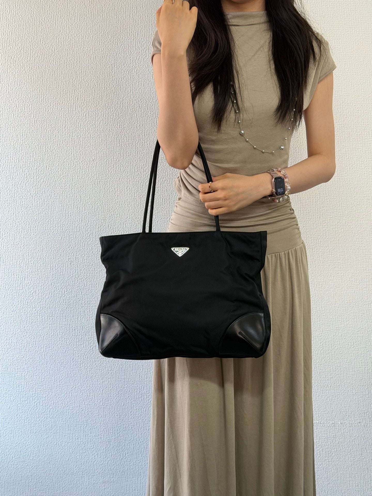 Prada Tessuto Nylon Leather-Trimmed Tote Bag