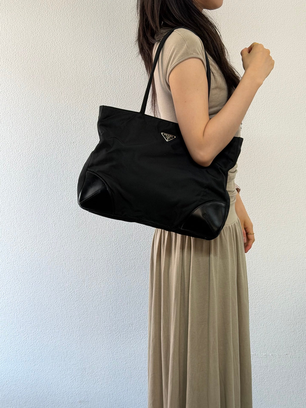 Prada Tessuto Nylon Leather-Trimmed Tote Bag