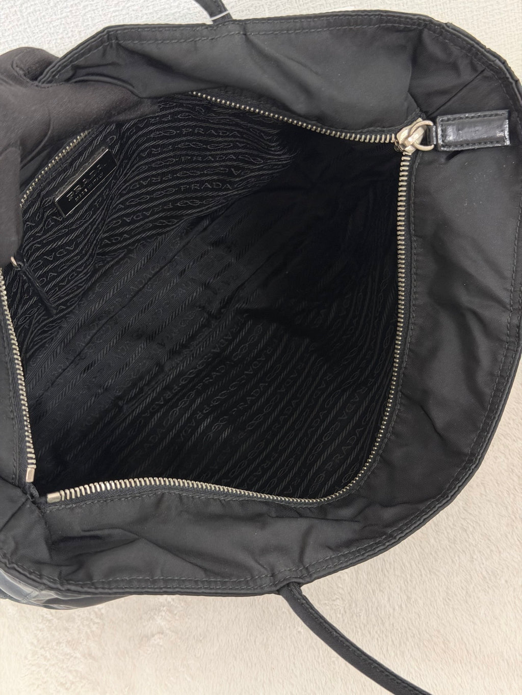 Prada Tessuto Nylon Leather-Trimmed Tote Bag