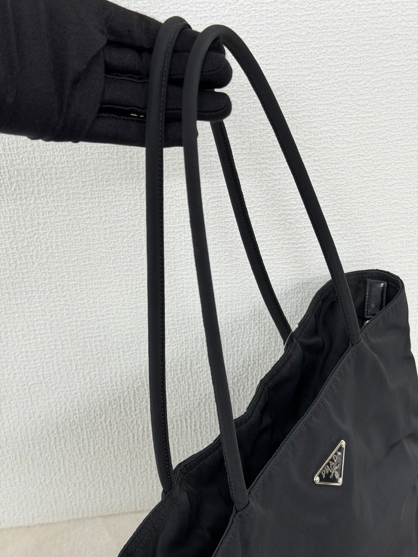 Prada Tessuto Nylon Leather-Trimmed Tote Bag