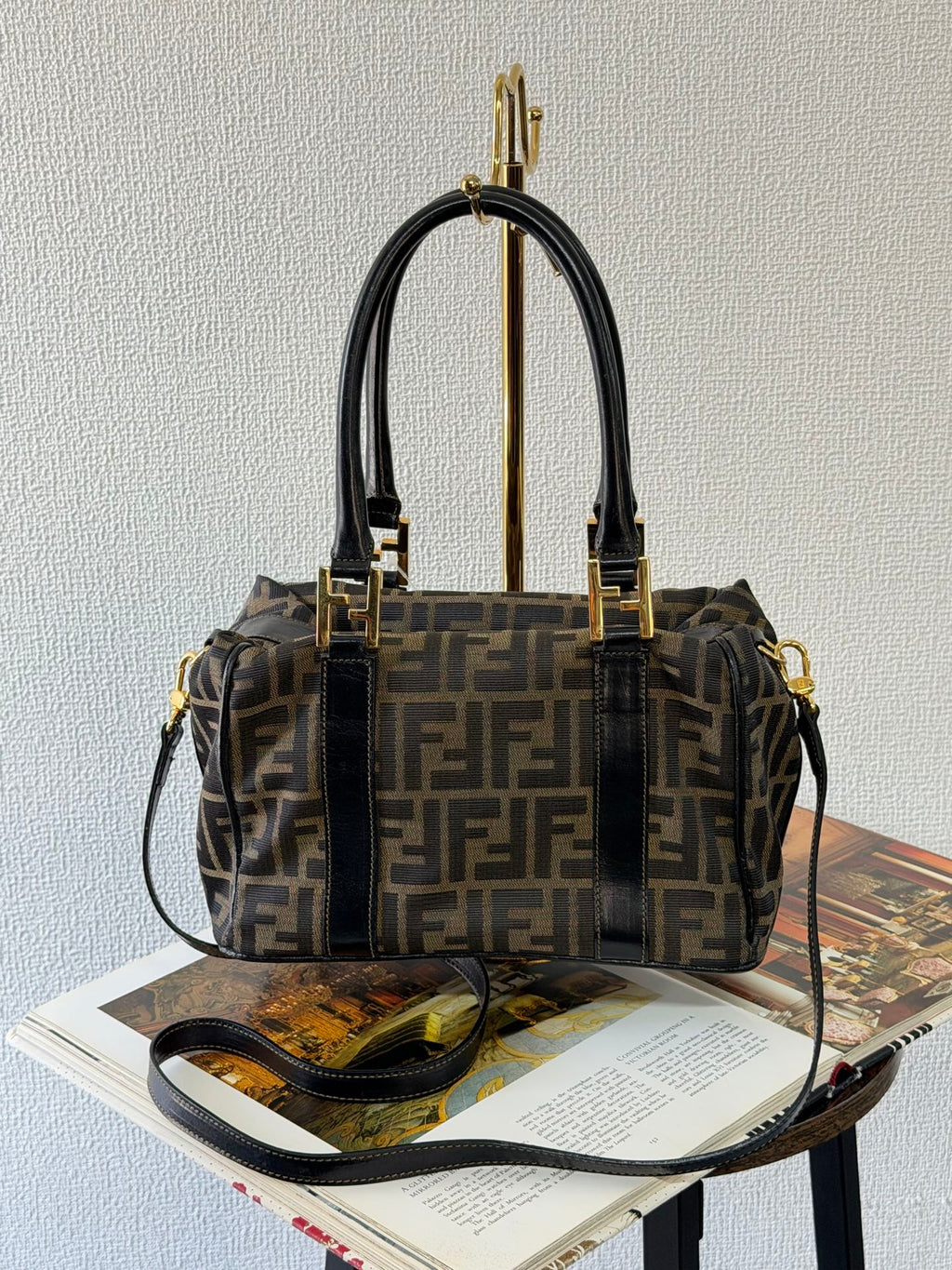 Fendi Zucca Canvas Boston Bag