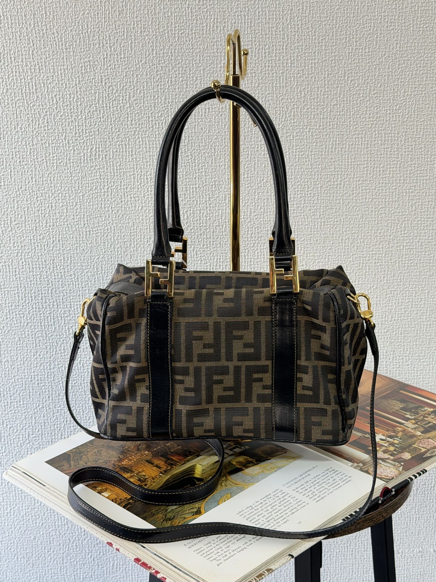 Fendi Zucca Canvas Boston Bag