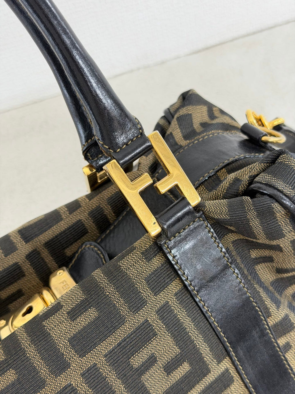 Fendi Zucca Canvas Boston Bag