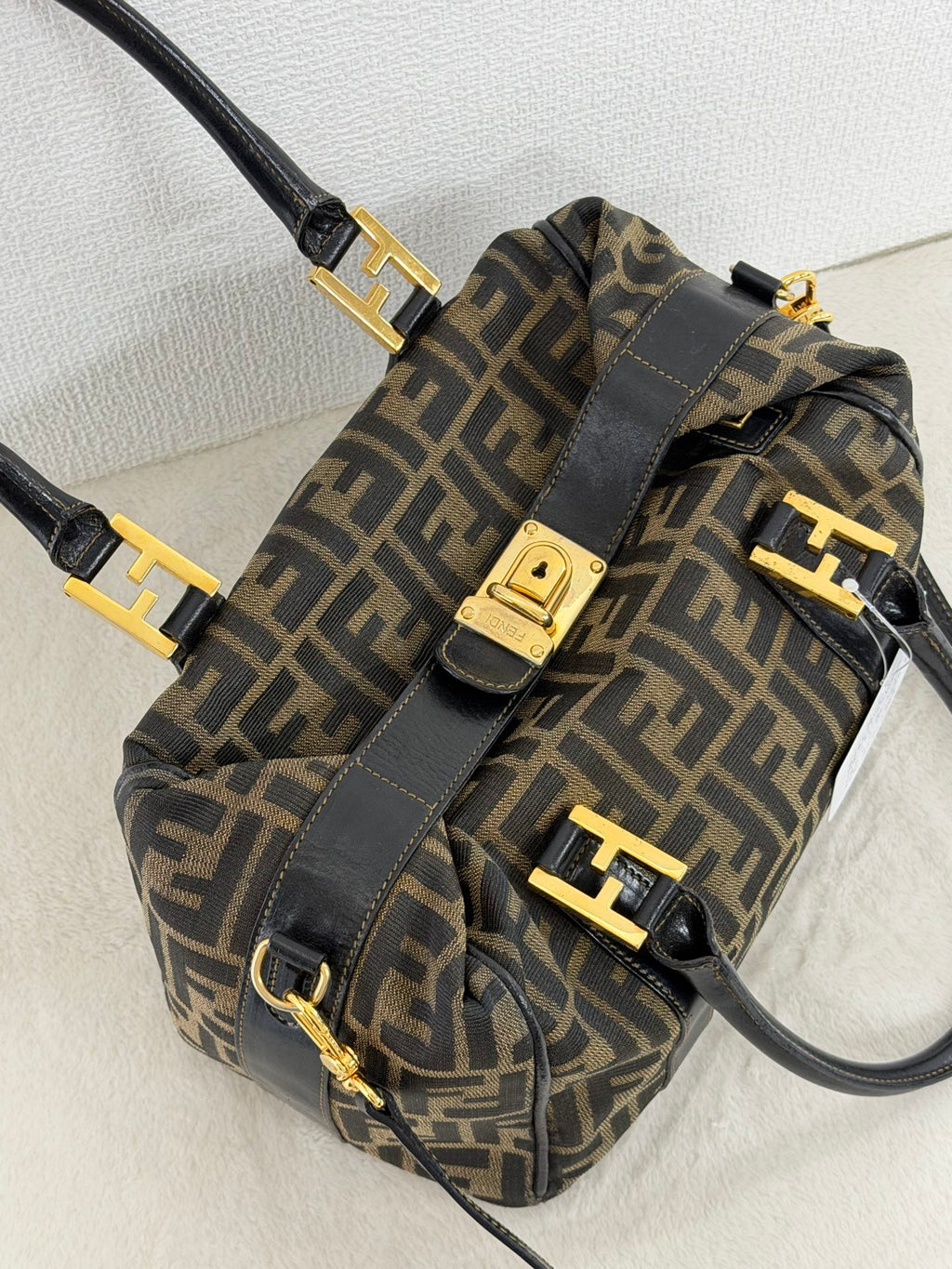 Fendi Zucca Canvas Boston Bag