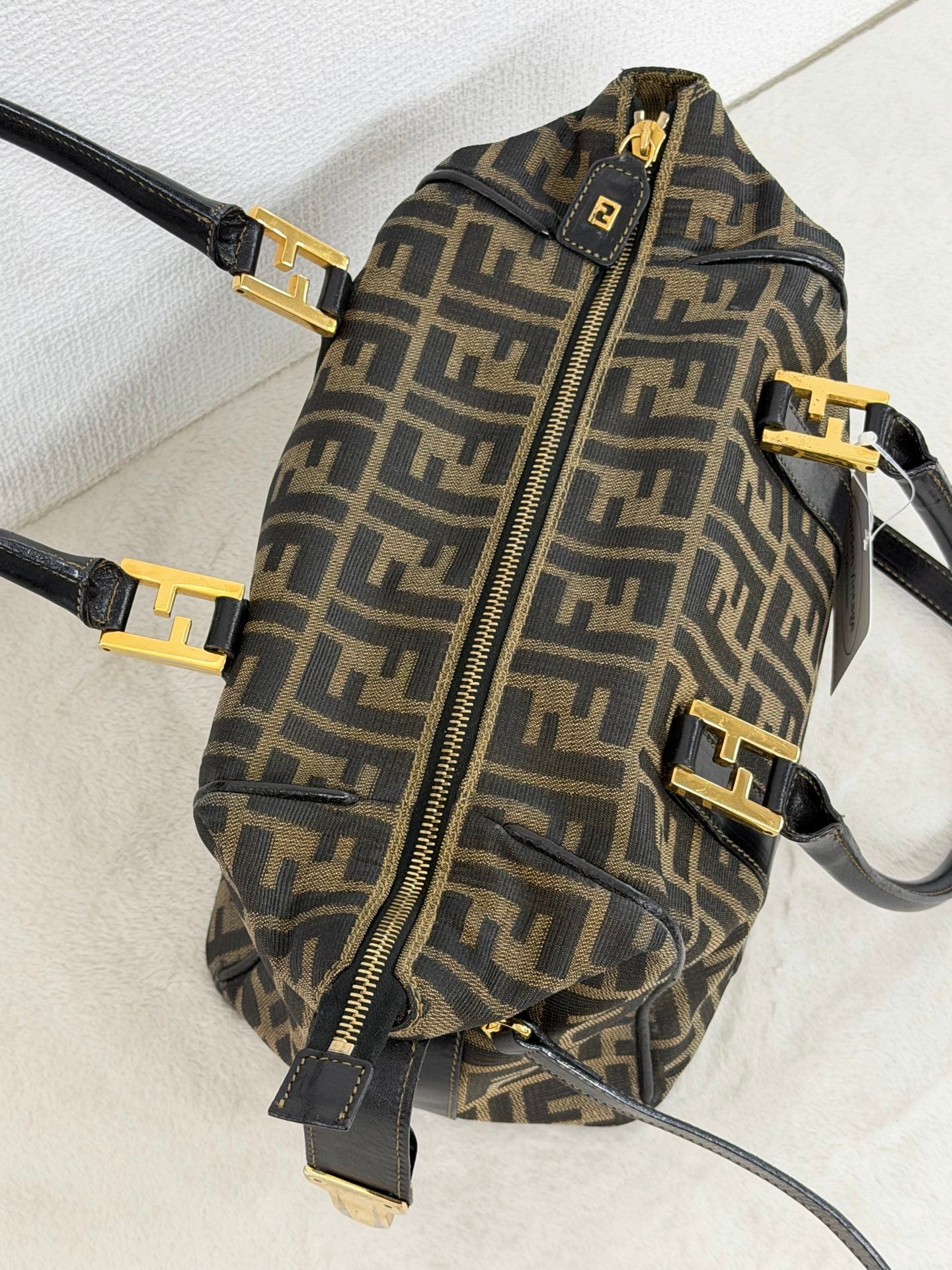 Fendi Zucca Canvas Boston Bag