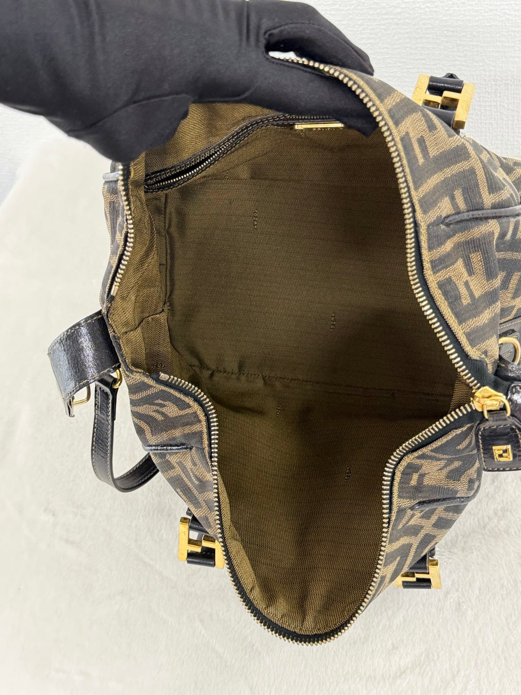 Fendi Zucca Canvas Boston Bag