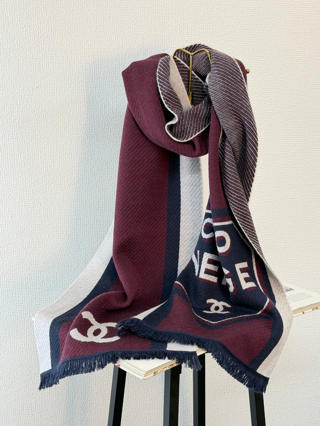 Chanel CC Logo Cashmere Knit Scarf