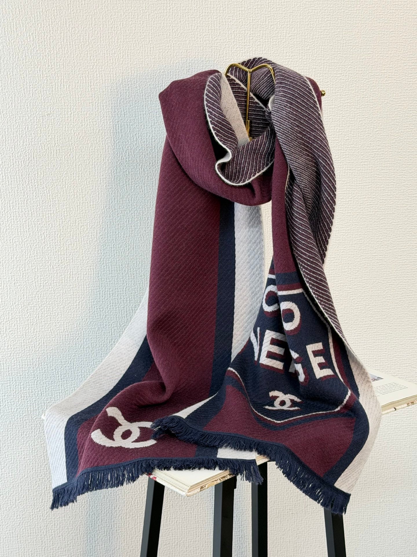 Chanel CC Logo Cashmere Knit Scarf