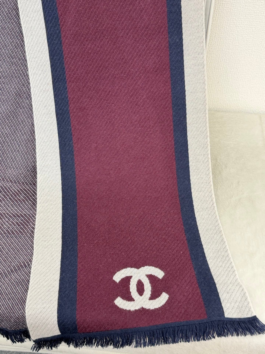 Chanel CC Logo Cashmere Knit Scarf
