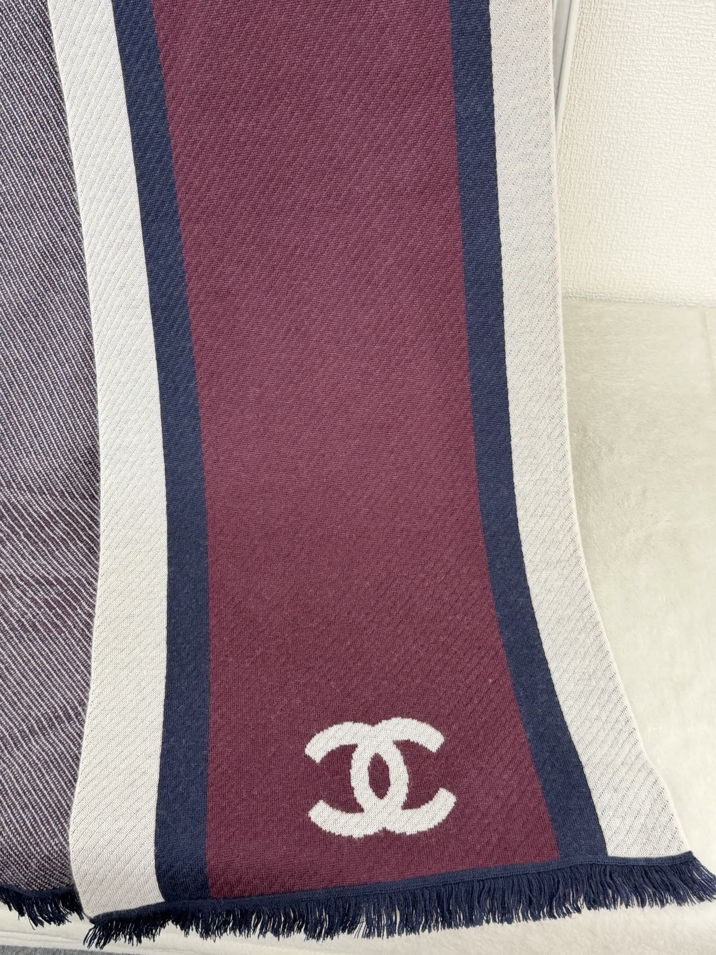 Chanel CC Logo Cashmere Knit Scarf