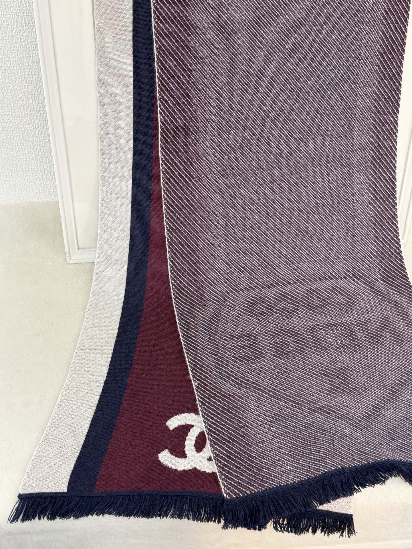 Chanel CC Logo Cashmere Knit Scarf