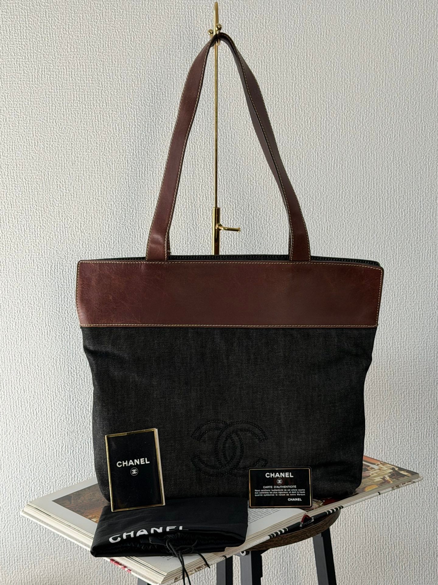 Chanel Coco Mark Denim Leather Tote Bag