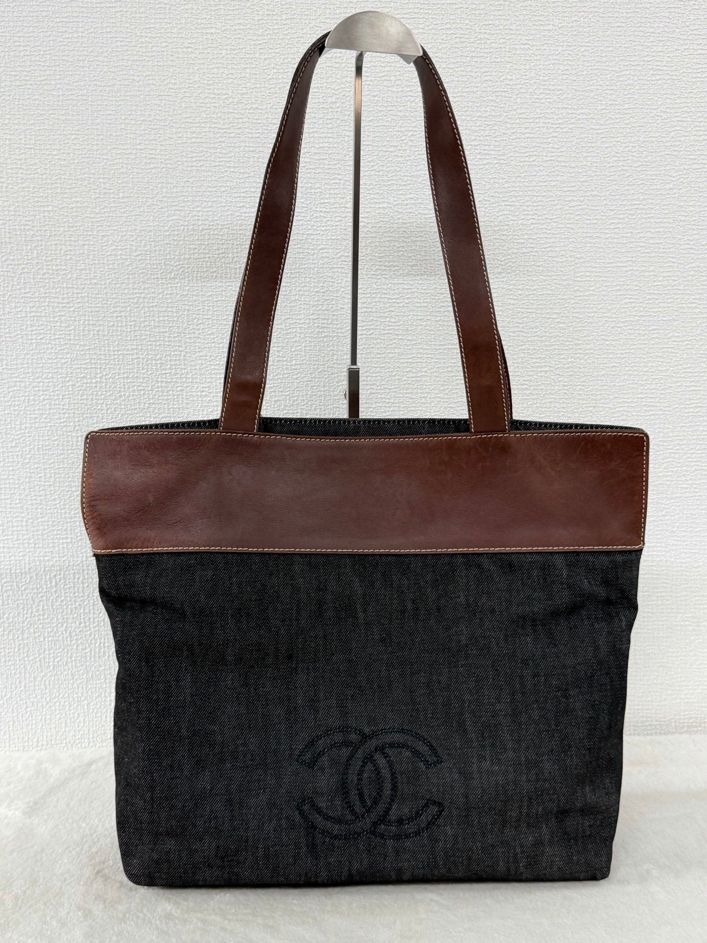 Chanel Coco Mark Denim Leather Tote Bag