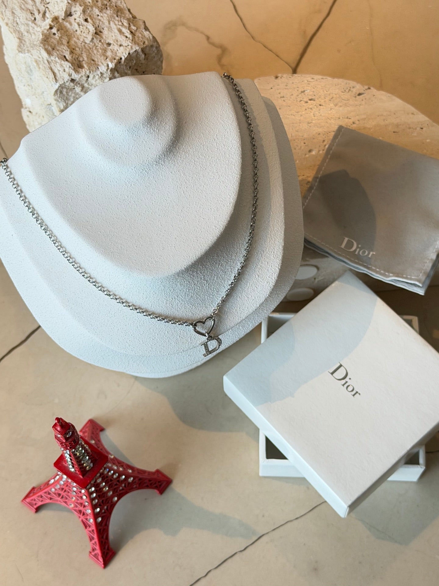 CHRISTIAN DIOR D Logo Necklace