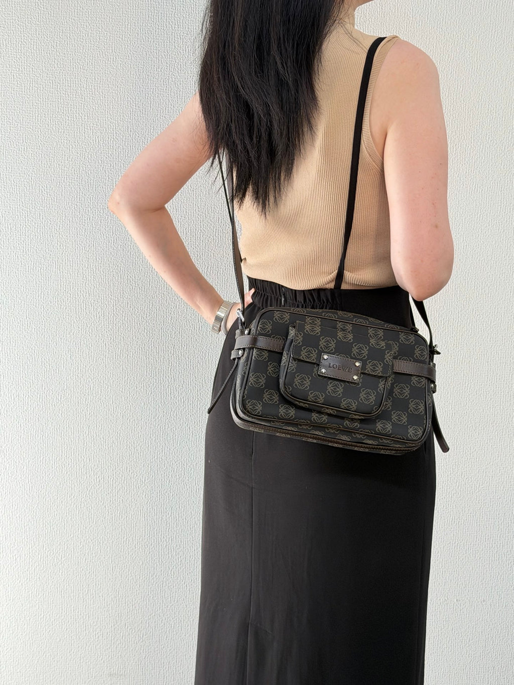 Loewe Repeat Anagram Coated Canvas Shoulder Bag and Pouch Set