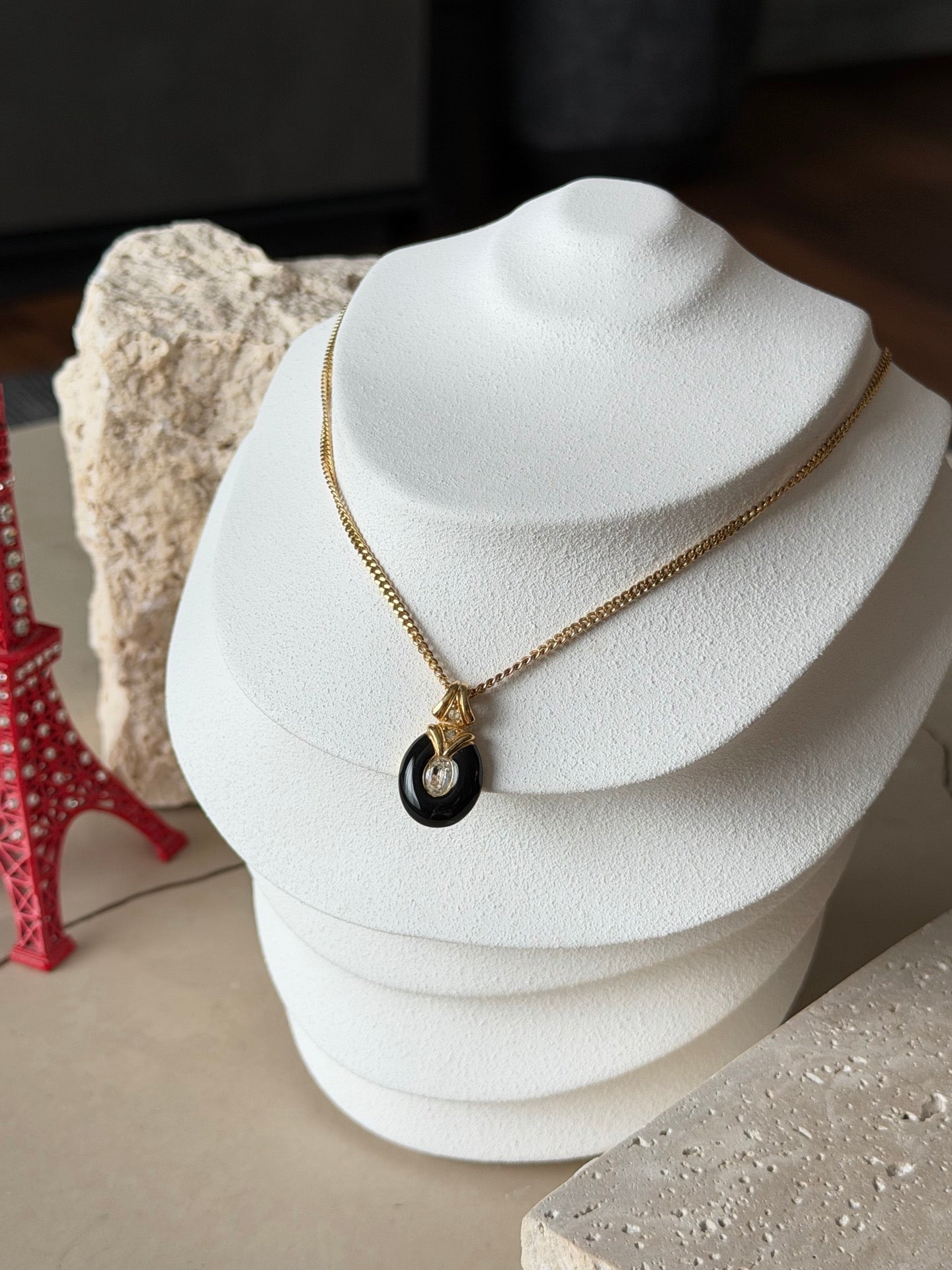 DIOR Vintage Necklace Enamel Rhinestone