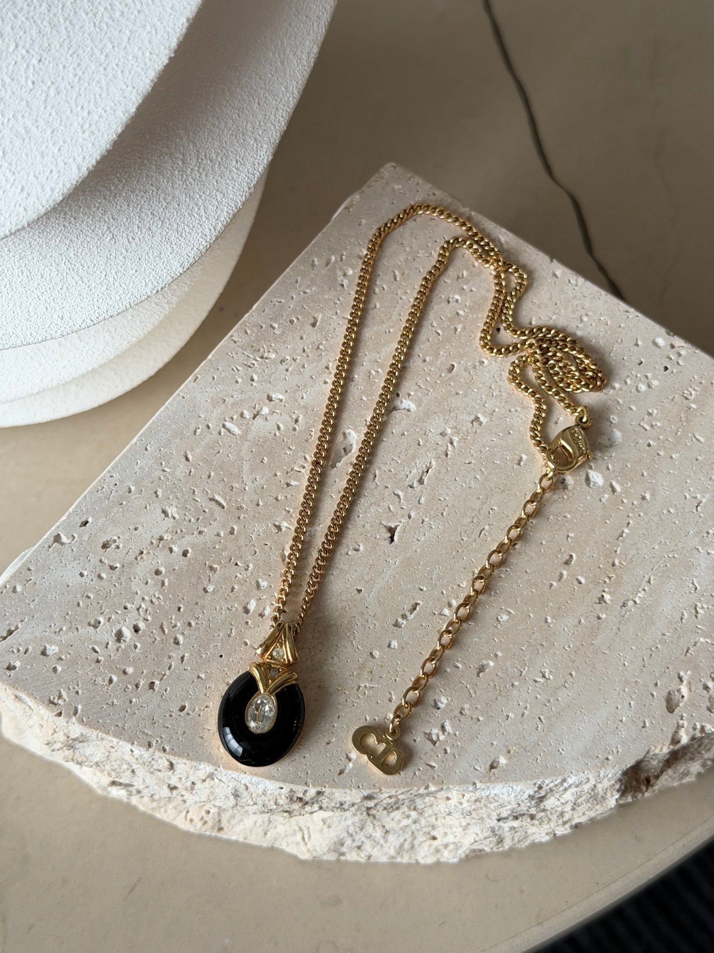 DIOR Vintage Necklace Enamel Rhinestone
