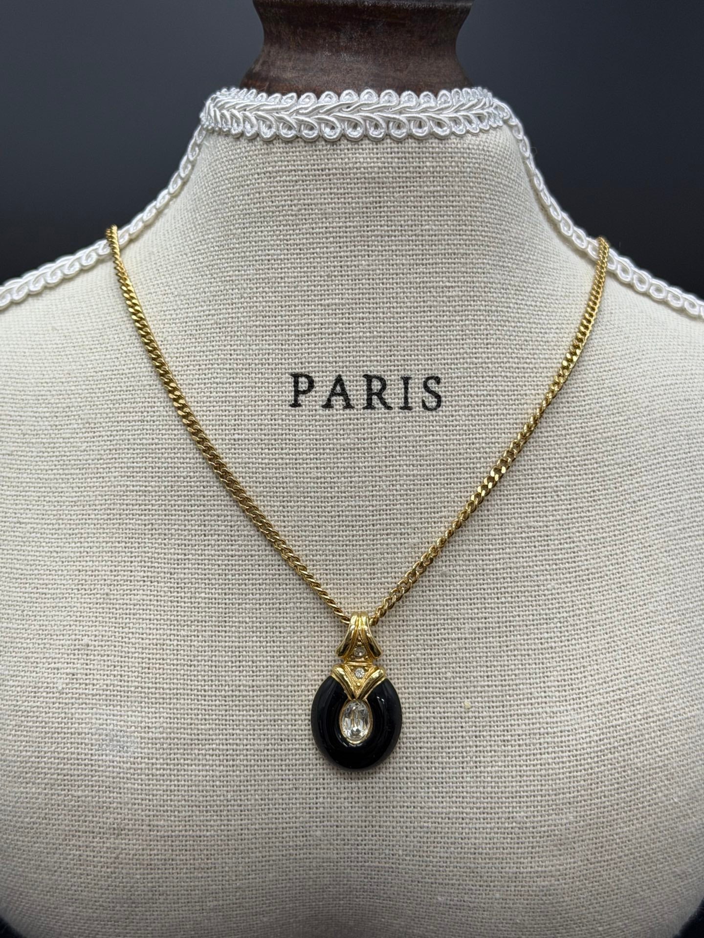DIOR Vintage Necklace Enamel Rhinestone