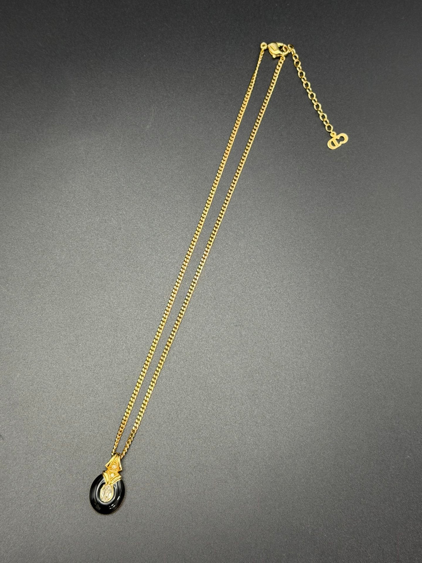 DIOR Vintage Necklace Enamel Rhinestone