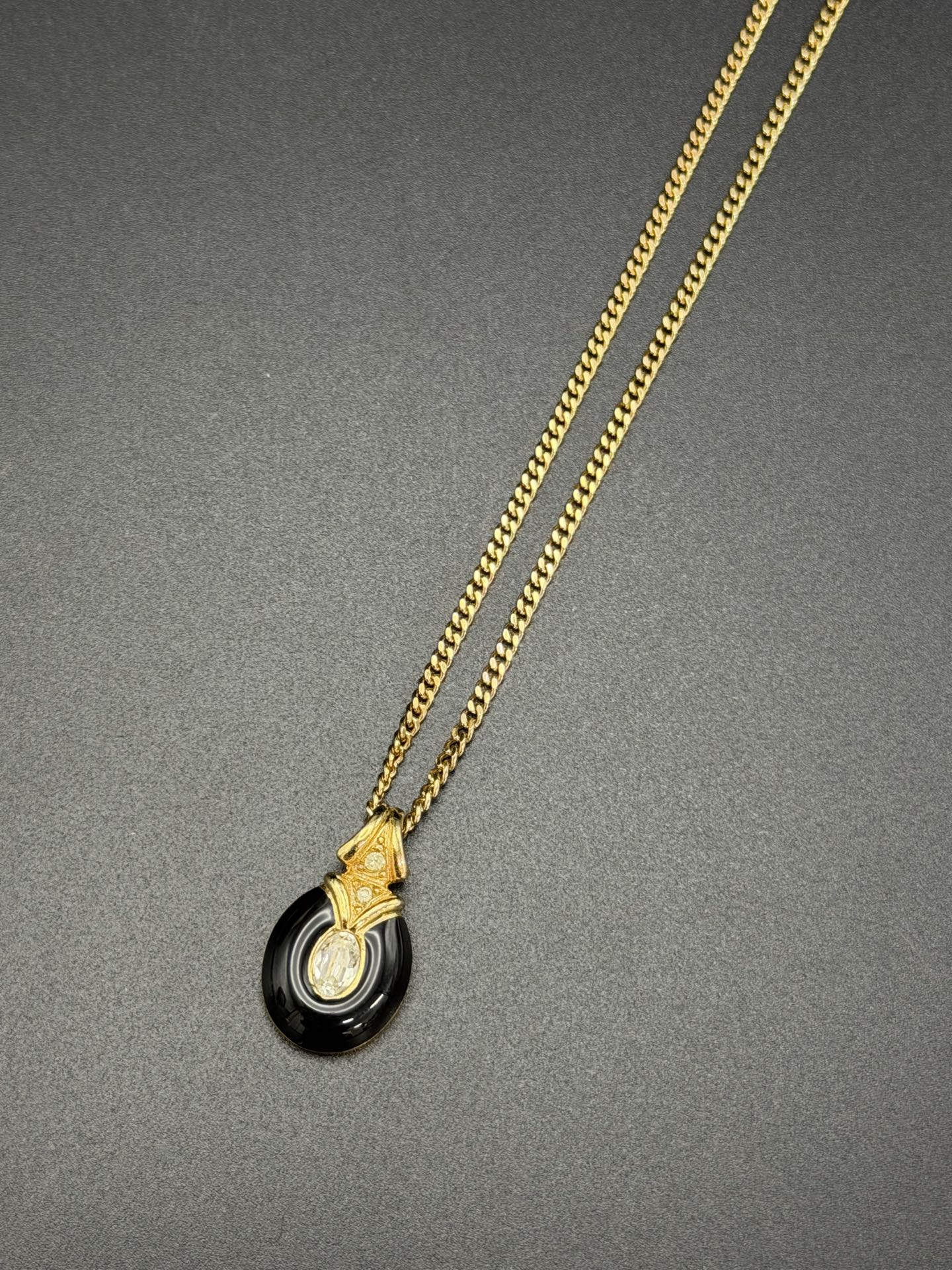 DIOR Vintage Necklace Enamel Rhinestone