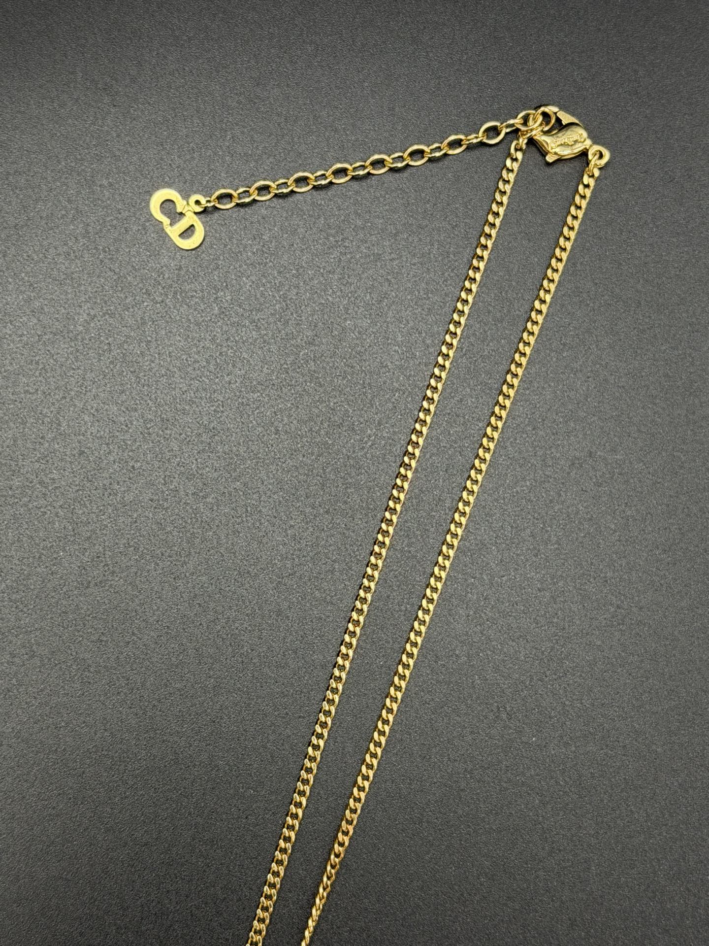 DIOR Vintage Necklace Enamel Rhinestone