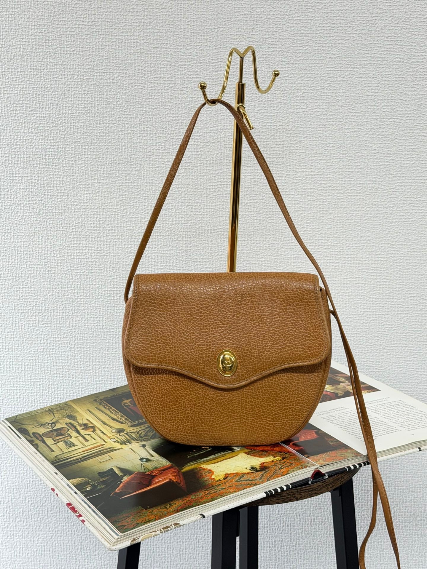 Christian Dior Vintage CD Logo Pebble Leather Flap Shoulder Bag