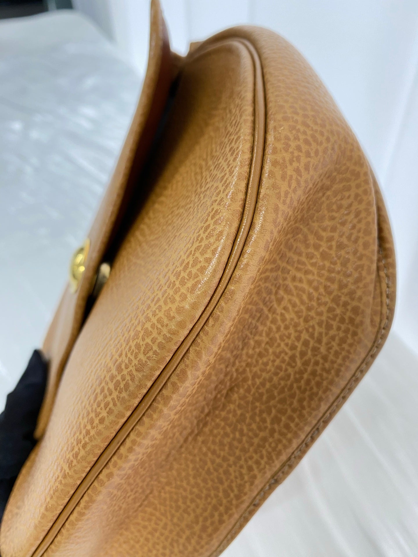 Christian Dior Vintage CD Logo Pebble Leather Flap Shoulder Bag
