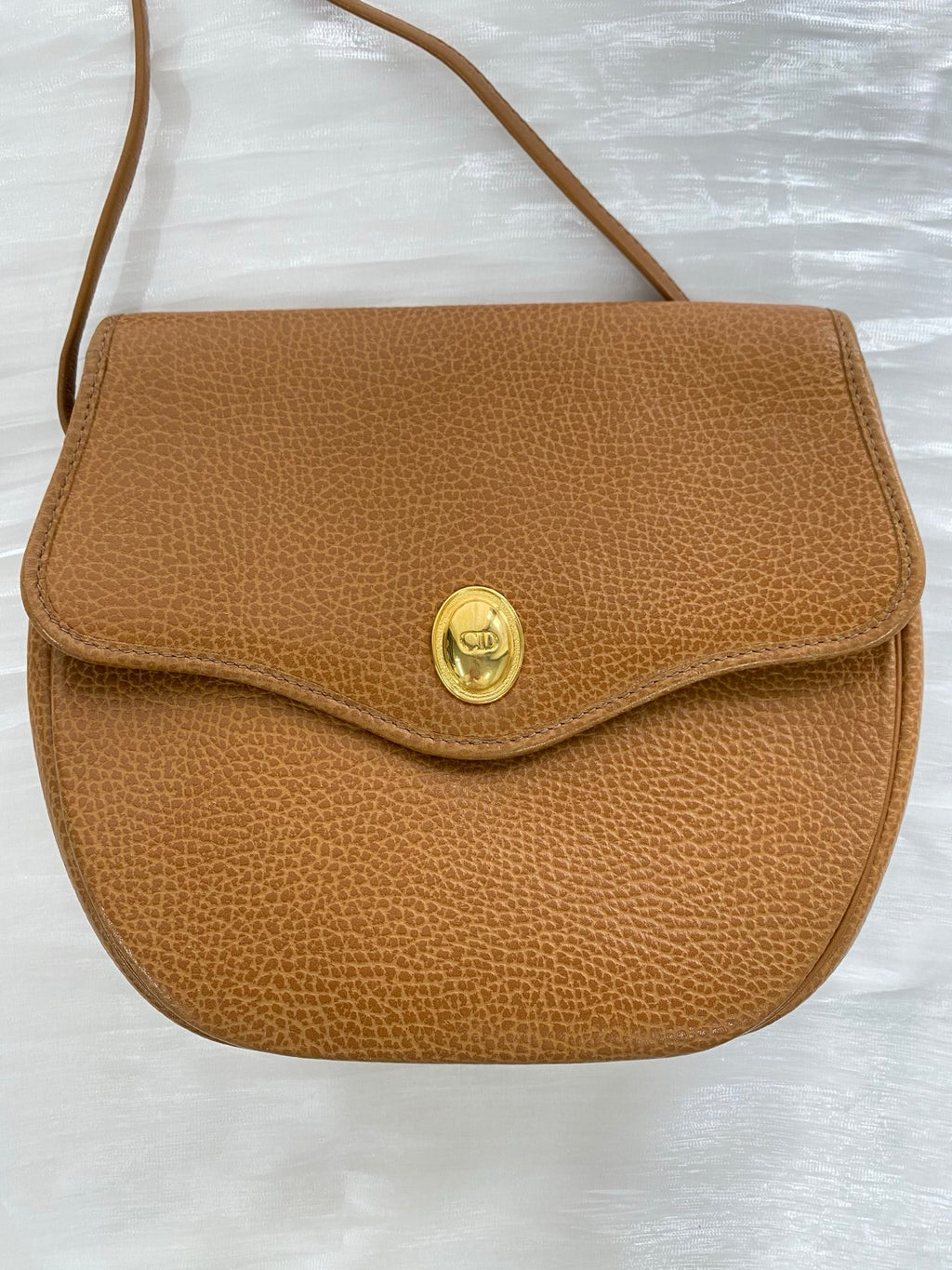 Christian Dior Vintage CD Logo Pebble Leather Flap Shoulder Bag