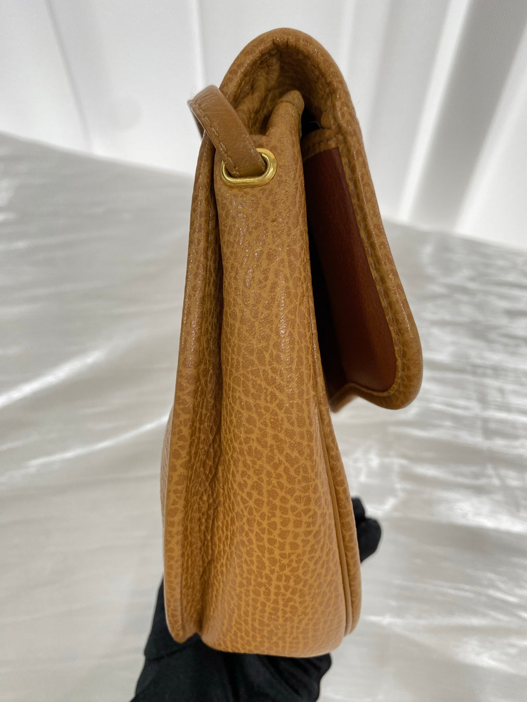 Christian Dior Vintage CD Logo Pebble Leather Flap Shoulder Bag