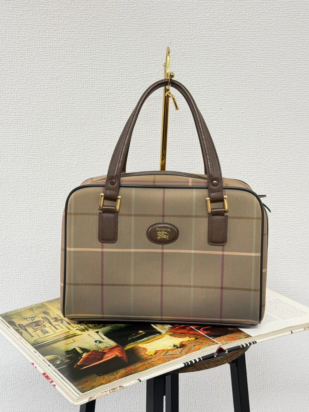 BURBERRY Check Pattern Handbag