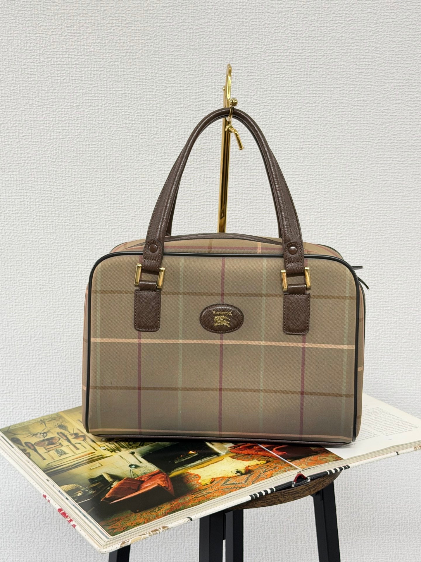 BURBERRY Check Pattern Handbag