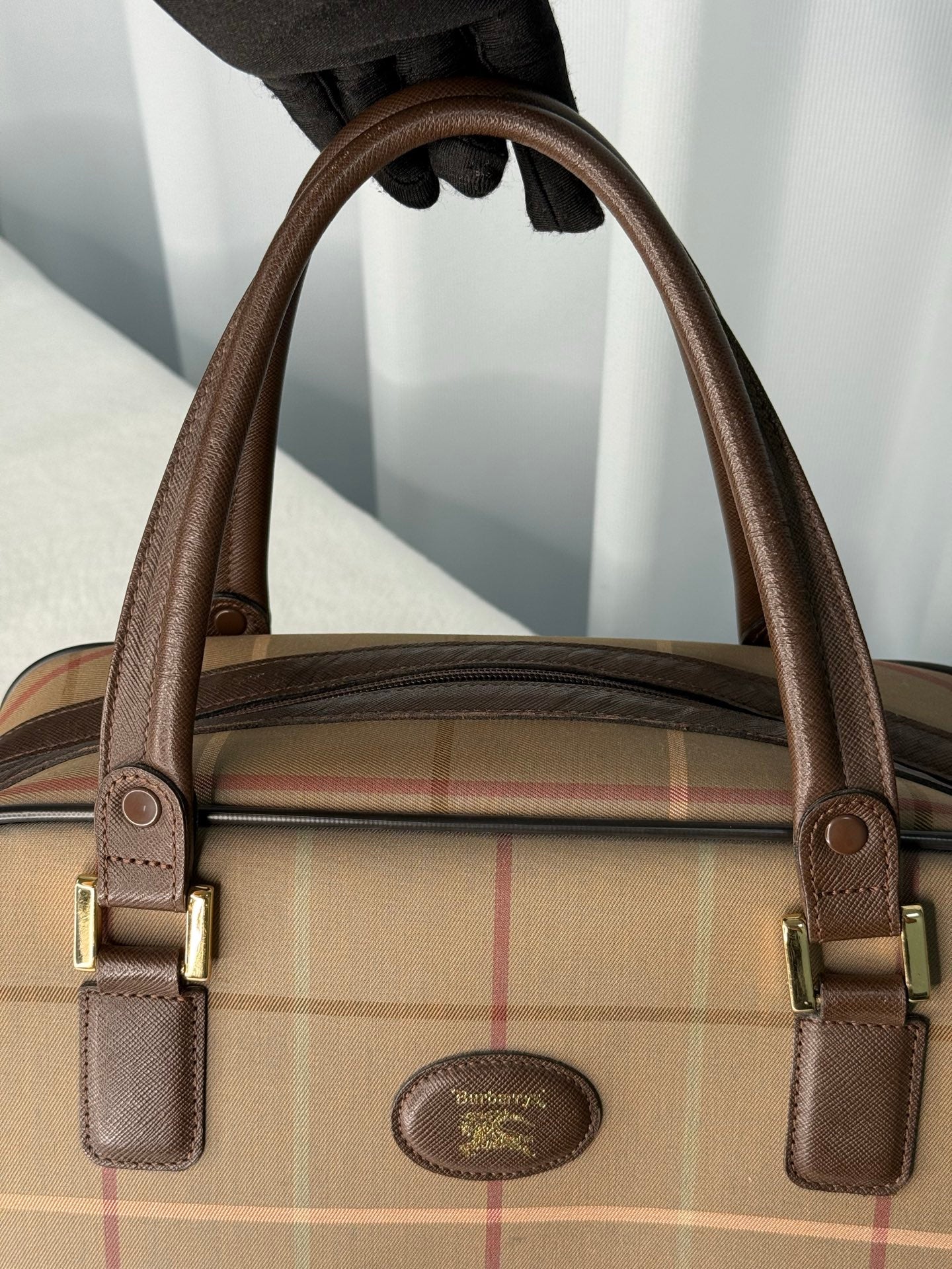 BURBERRY Check Pattern Handbag