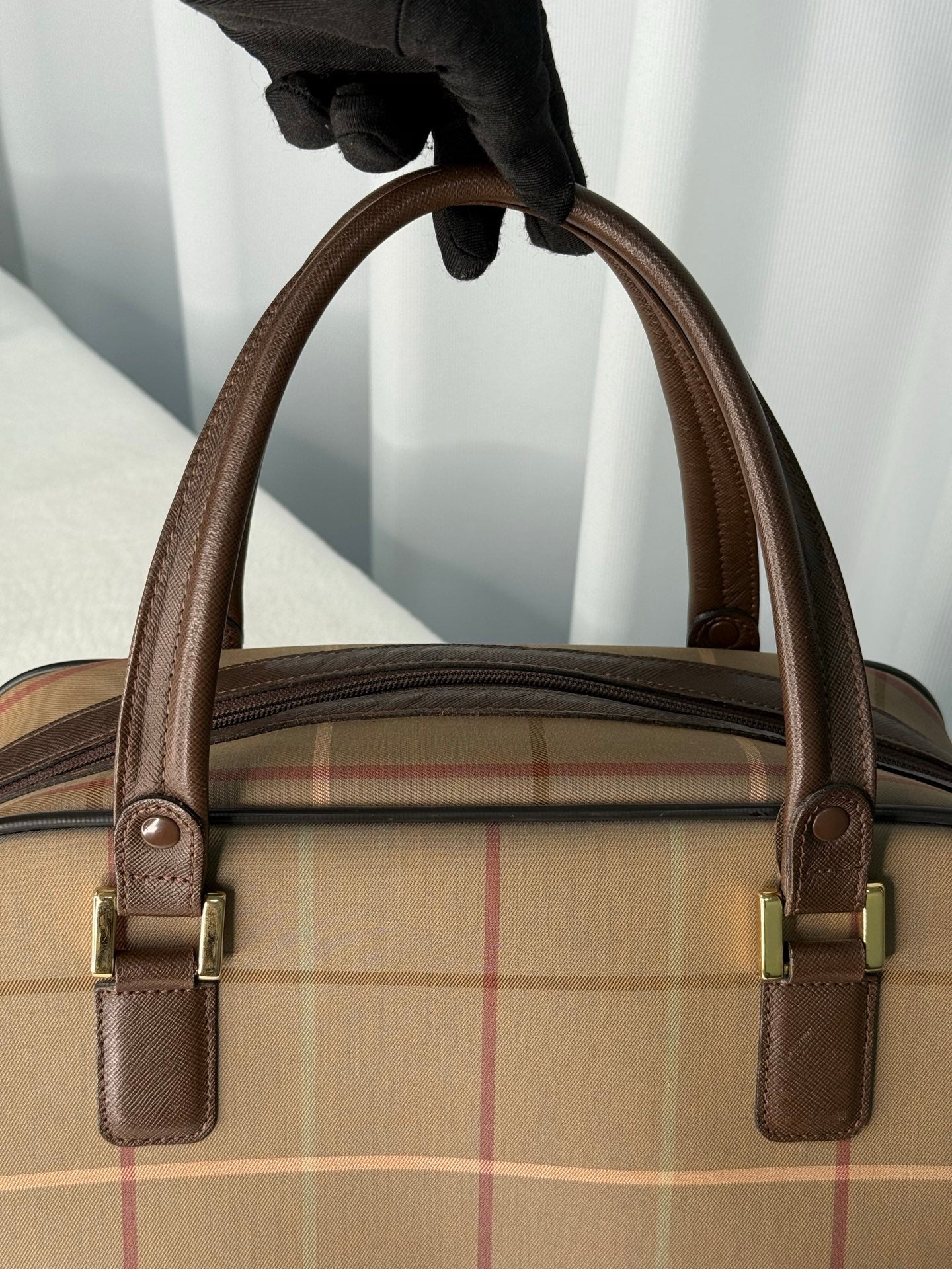 BURBERRY Check Pattern Handbag