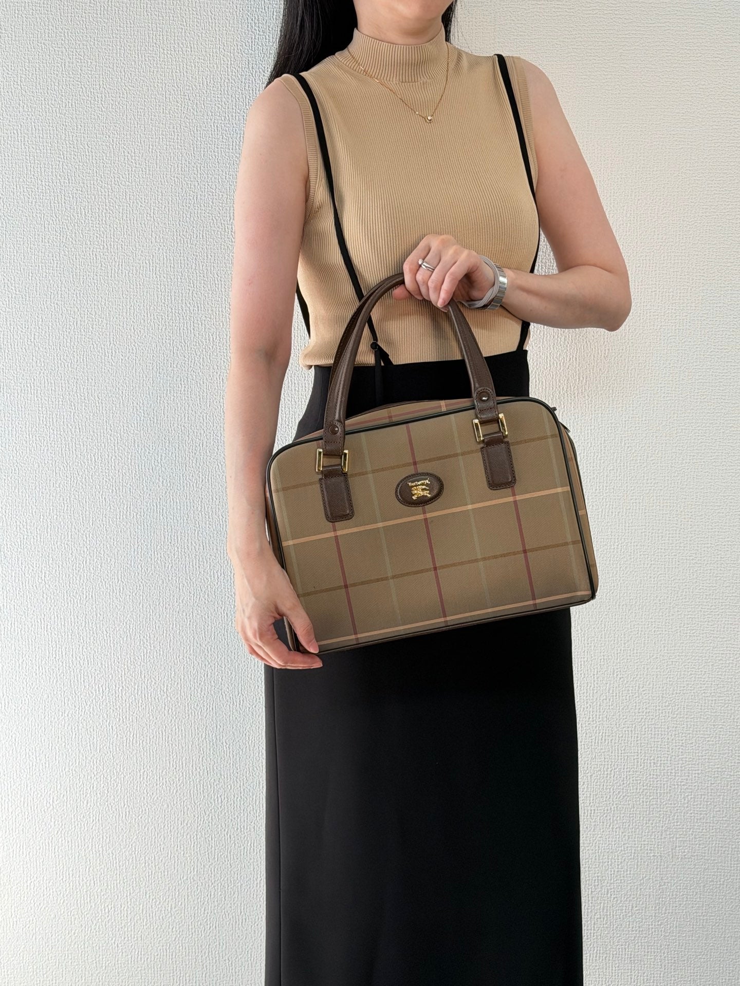 BURBERRY Check Pattern Handbag